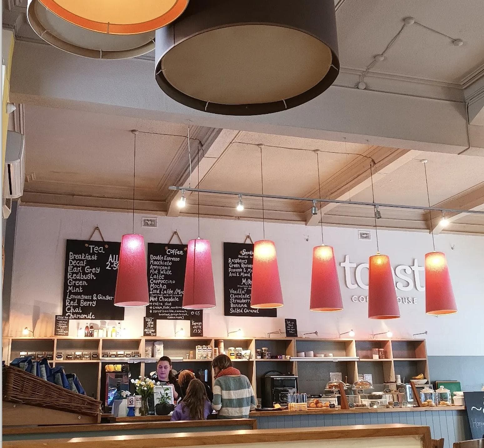 Inside Let's Toast Coffee House — the ground floor of Okehampton's 1915 Edwardian cinema, now a café